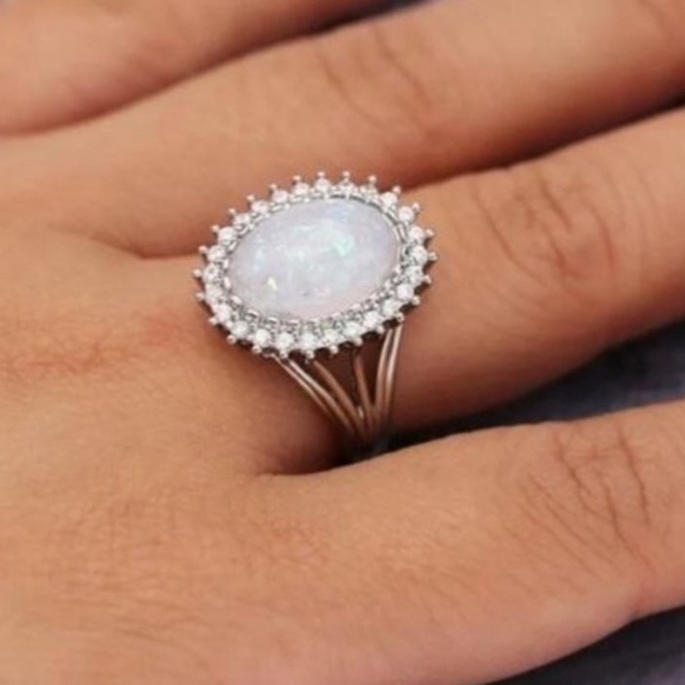 Elegant Opal and Silver Women's Ring
